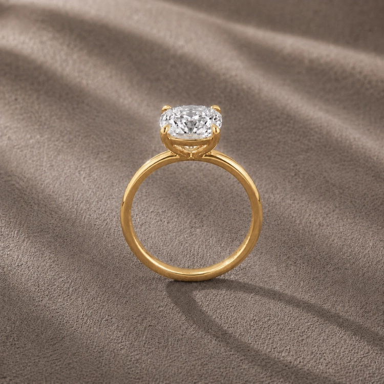 Solitaire Parisienne Diamant taille ovale et or rouge - Maison Haddad Joaillerie