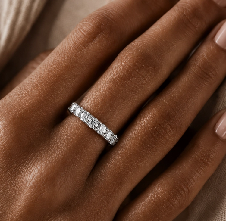 Alliance Eternity or blanc - Diamant blanc taille rond