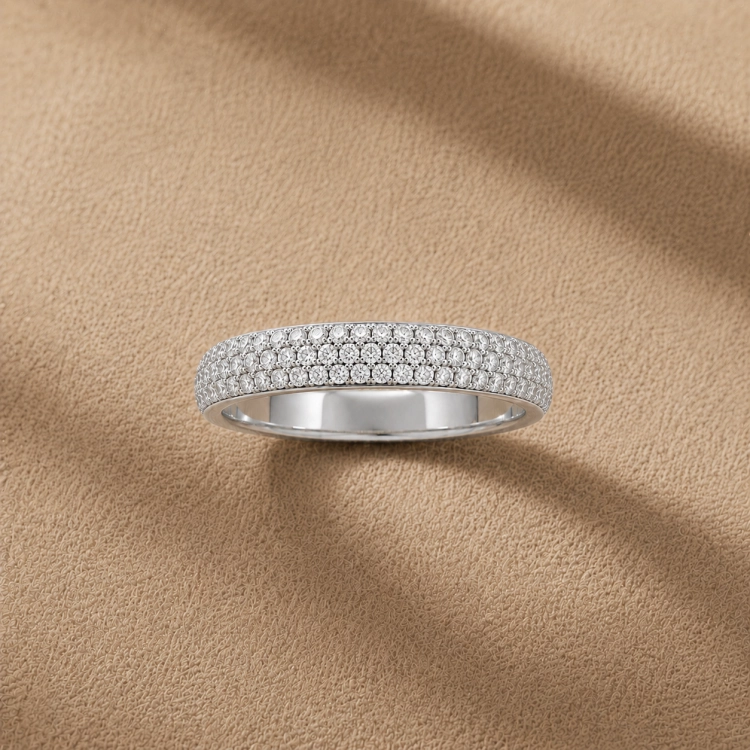 Alliance Eternity Pavé - Or blanc et Diamant blanc - Maison Haddad Joaillerie Paris
