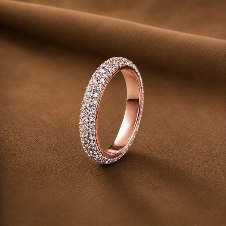 Alliance Eternity Pavé - Or rouge et Diamant blanc - Maison Haddad Joaillerie Paris