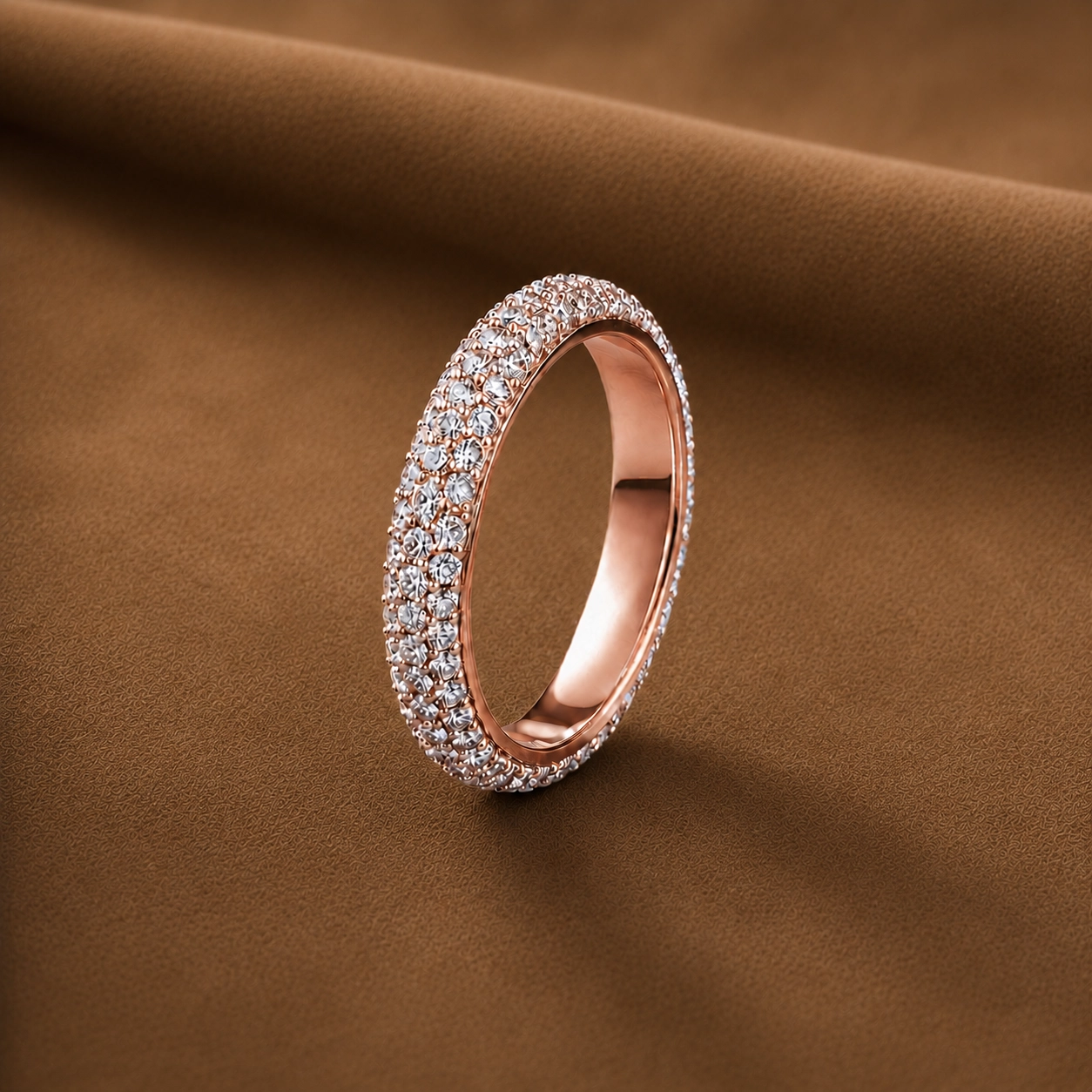 Alliance Eternity Pavé - Or rouge et Diamant blanc - Maison Haddad Joaillerie Paris