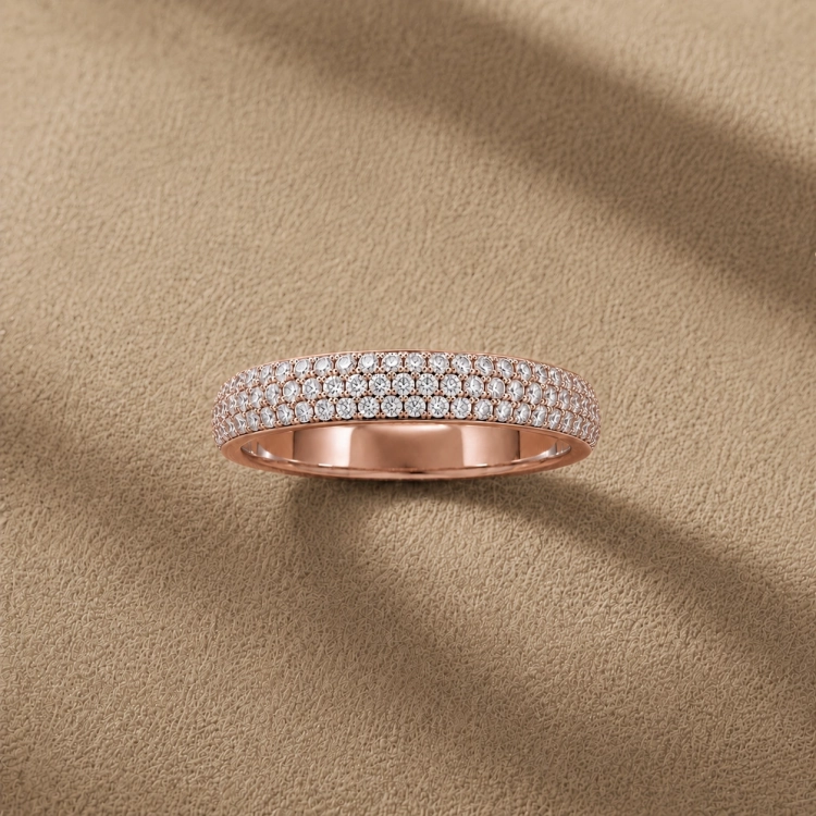 Alliance Eternity Pavé - Or rouge et Diamant blanc - Maison Haddad Joaillerie Paris