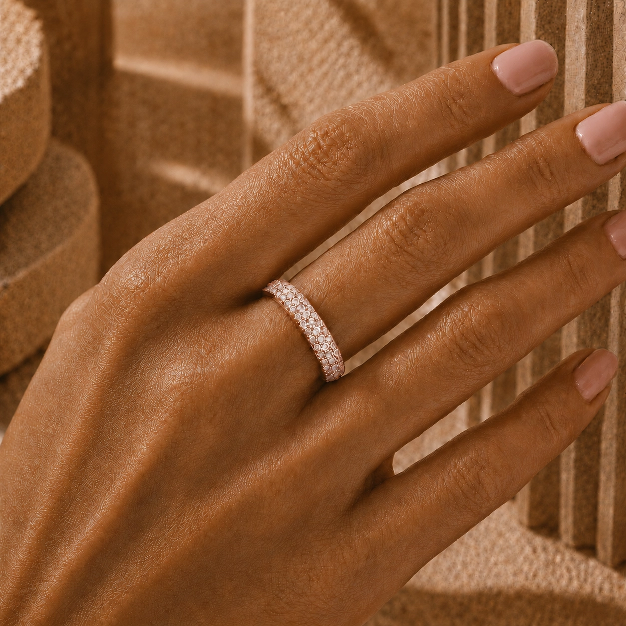 Alliance Eternity Pavé - Or rouge et Diamant blanc - Maison Haddad Joaillerie Paris