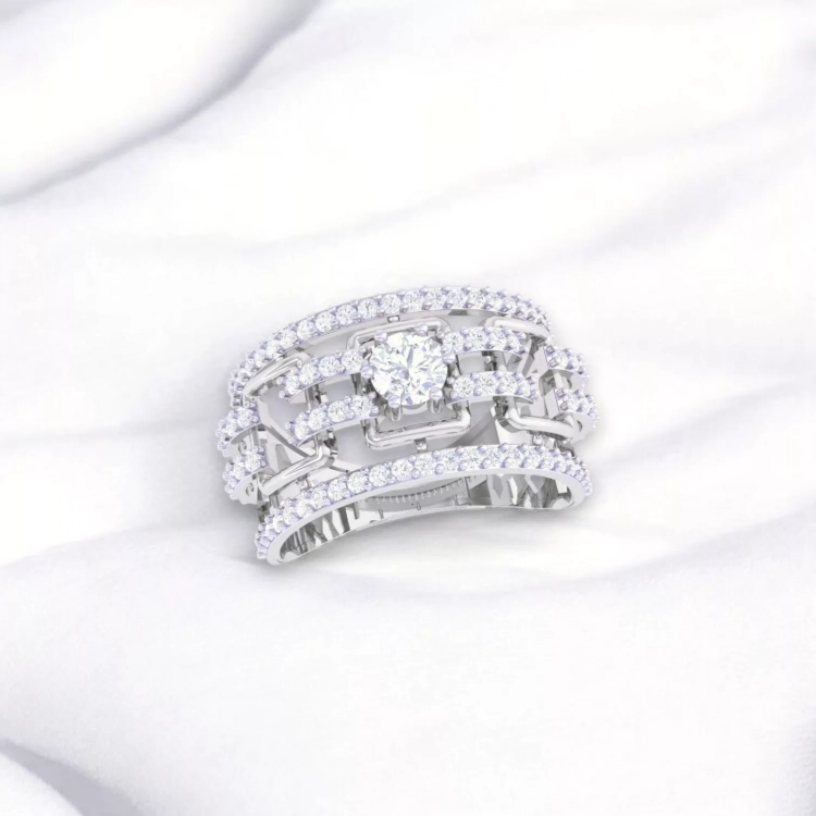 Bague Pure "Rond- Diamant blanc et Or blanc