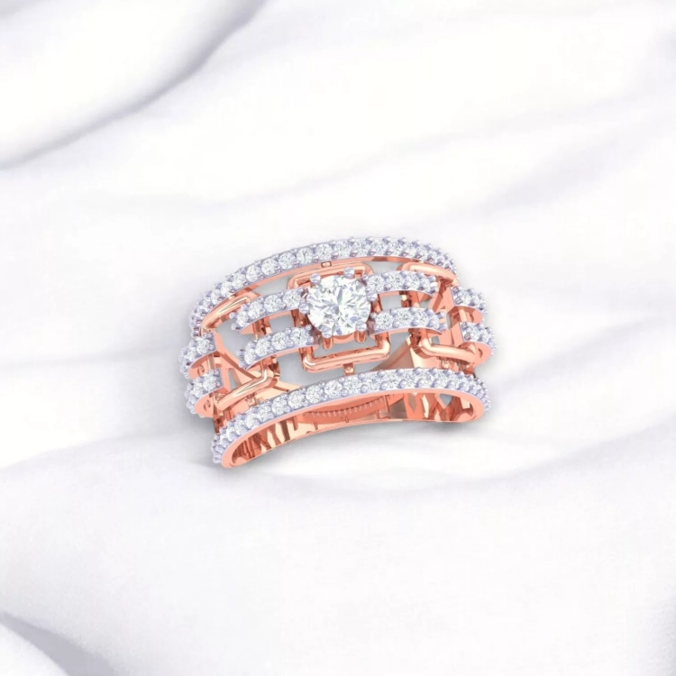 Bague Pure "Rond- Diamant blanc et Or rouge