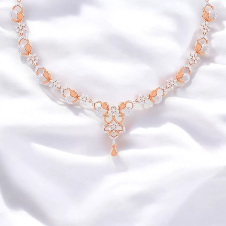 Collier La fleur de Lys - Or rouge & Diamant blanc