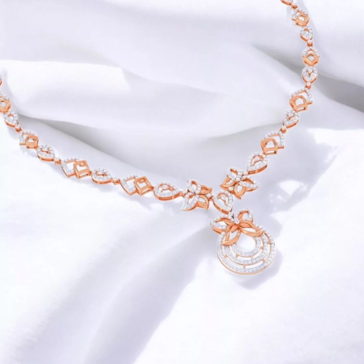 Collier "Le Papillon"- Or rouge & Diamant blanc