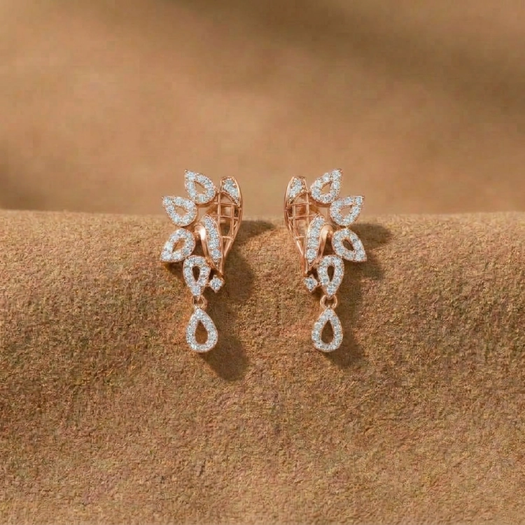 Boucles d’oreilles Olympe · Diamant blanc et or rouge - Maison Haddad Joaillerie