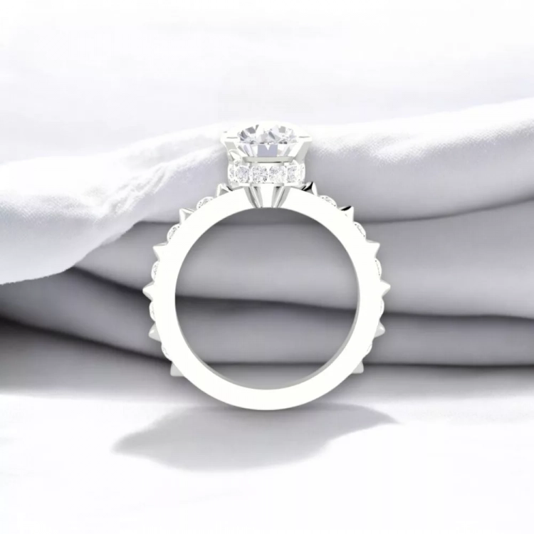 Solitaire Spike - Or blanc et diamant blanc taille rond