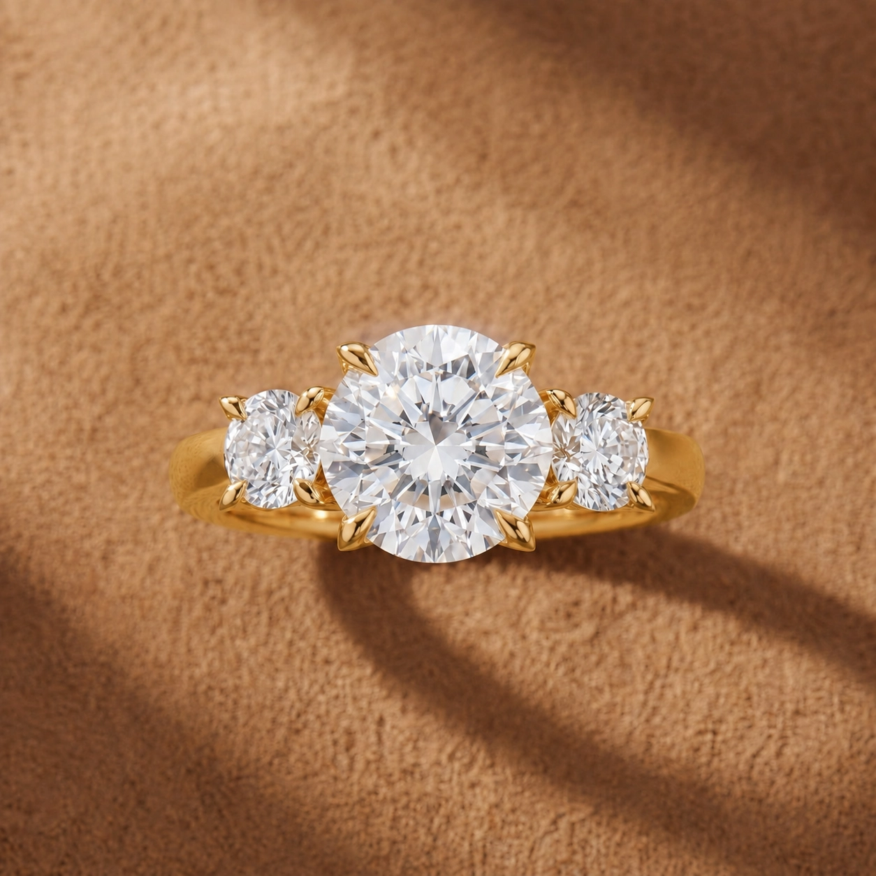 Solitaire Trilogie · Diamant blanc et or jaune - Maison Haddad Joaillerie