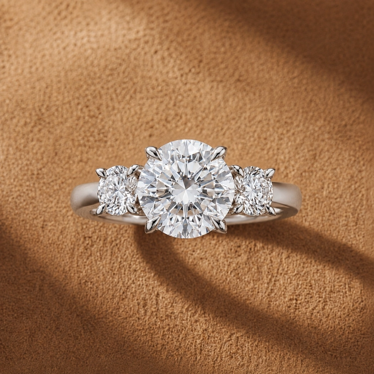 Solitaire Trilogie · Diamant blanc et or blanc - Maison Haddad Joaillerie