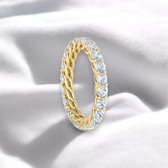 Alliance Eternity or jaune - Diamant blanc taille rond