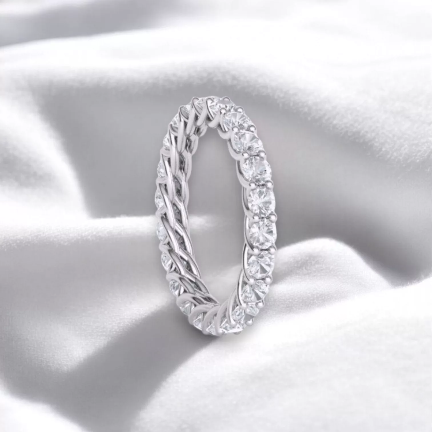 Alliance Eternity or blanc - Diamant blanc taille rond