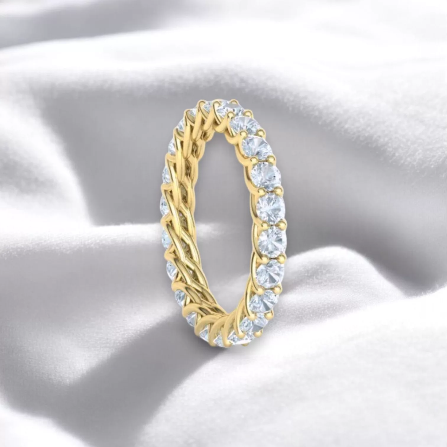 Alliance Eternity or jaune - Diamant blanc taille rond