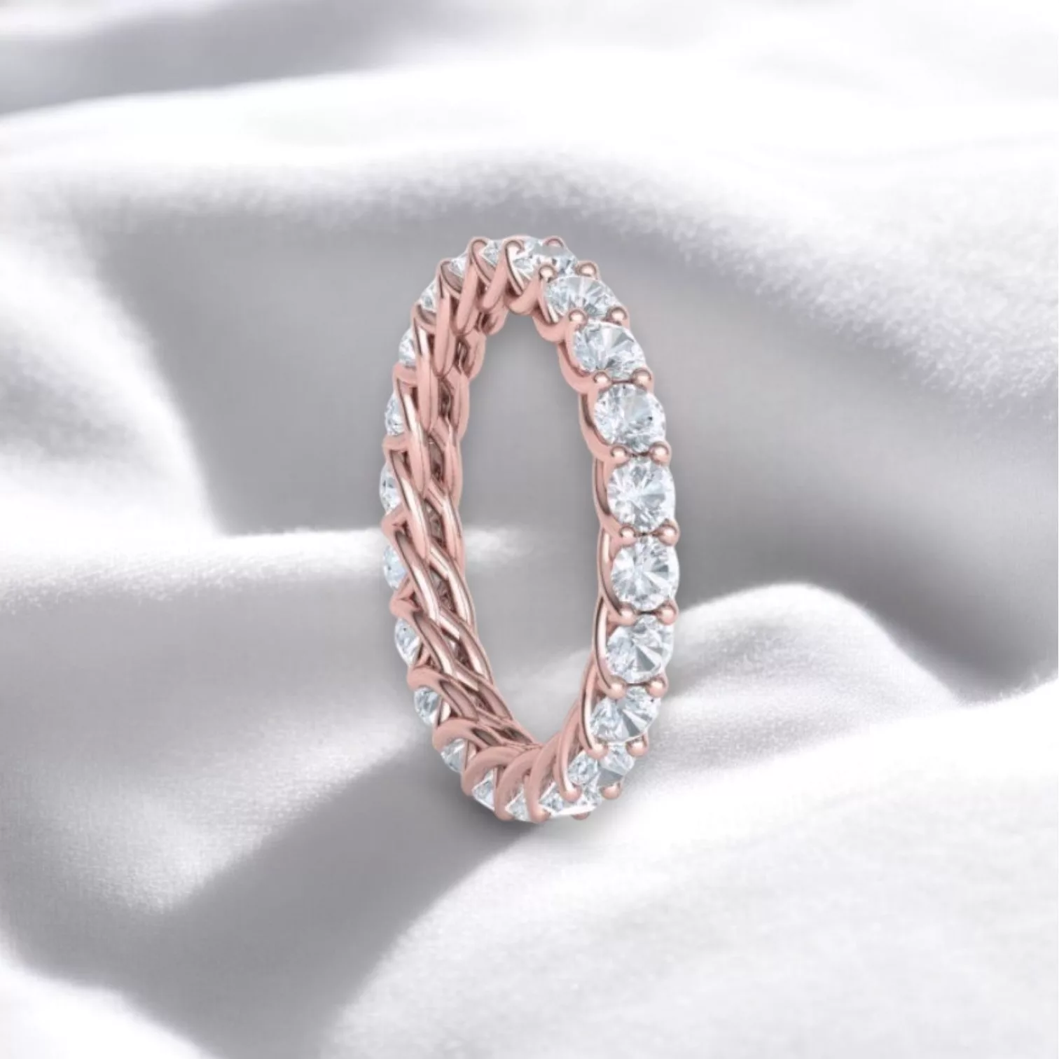 Alliance Eternity or rouge - Diamant blanc taille rond