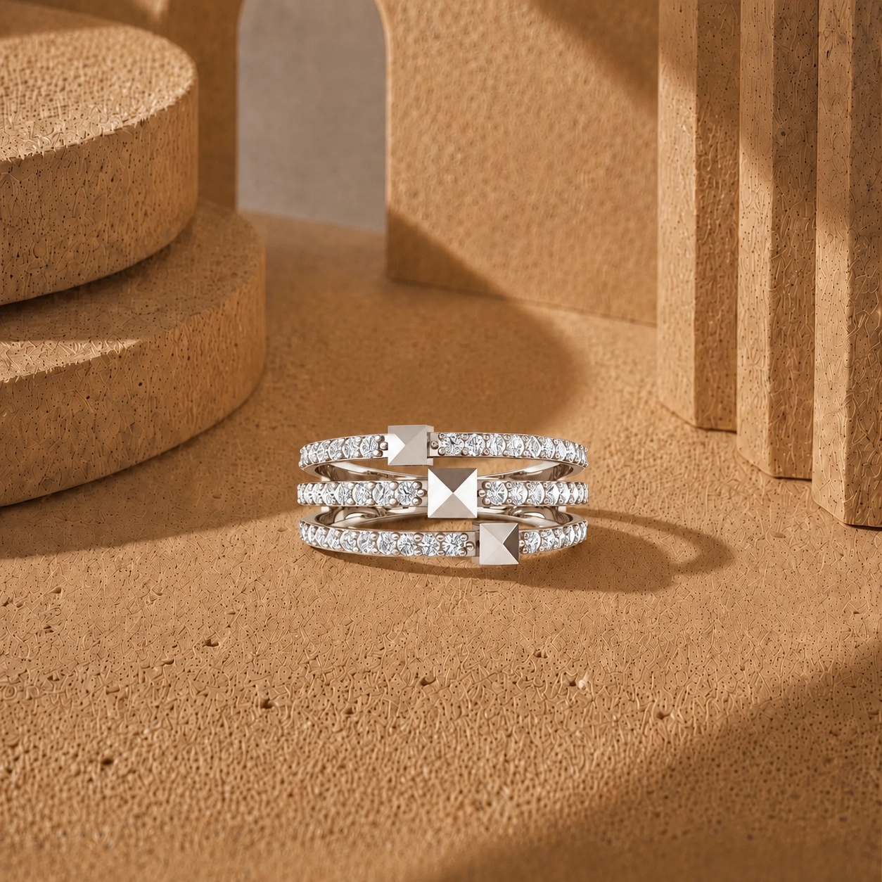 Bague Spike - Or blanc & diamant blanc - Maison Haddad Joaillerie
