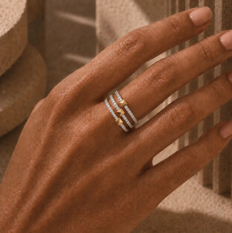 Bague Spike - Or jaune & diamant blanc - Maison Haddad Joaillerie