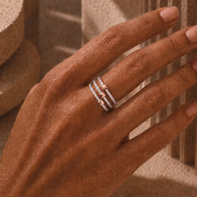 Bague Spike - Or rouge & diamant blanc - Maison Haddad Joaillerie