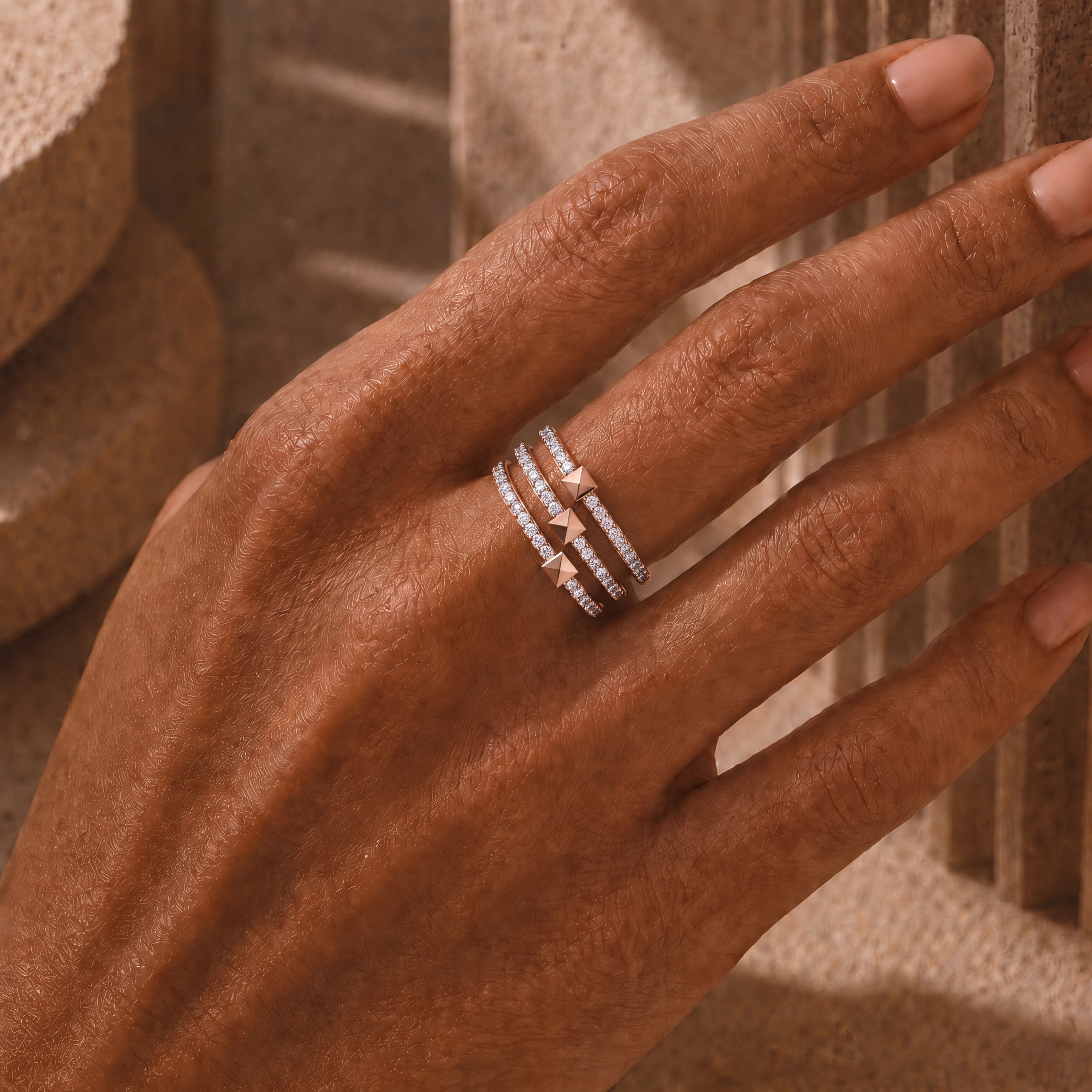 Bague Spike - Or rouge & diamant blanc - Maison Haddad Joaillerie