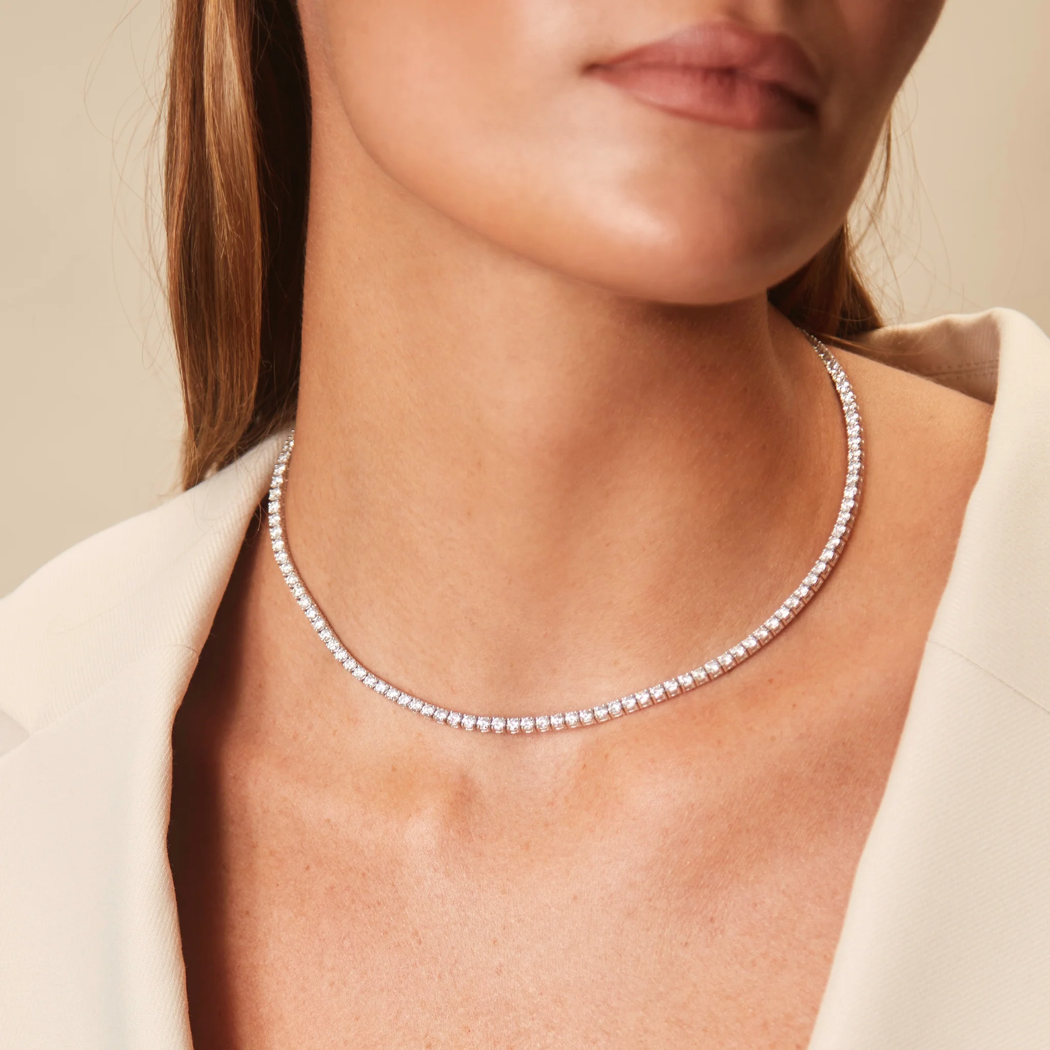 Collier Diamant Eternity - Or blanc