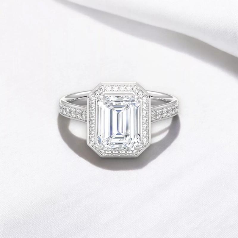 Solitaire Eteranity - Diamant blanc taille émeraude - Or blanc Solitaire Eteranity - Diamant blanc taille émeraude - Or blanc
