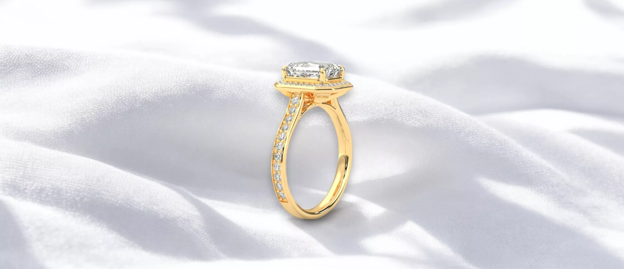 Solitaire Eteranity - Diamant blanc taille émeraude - Or jaune Solitaire Eteranity - Diamant blanc taille émeraude - Or jaune