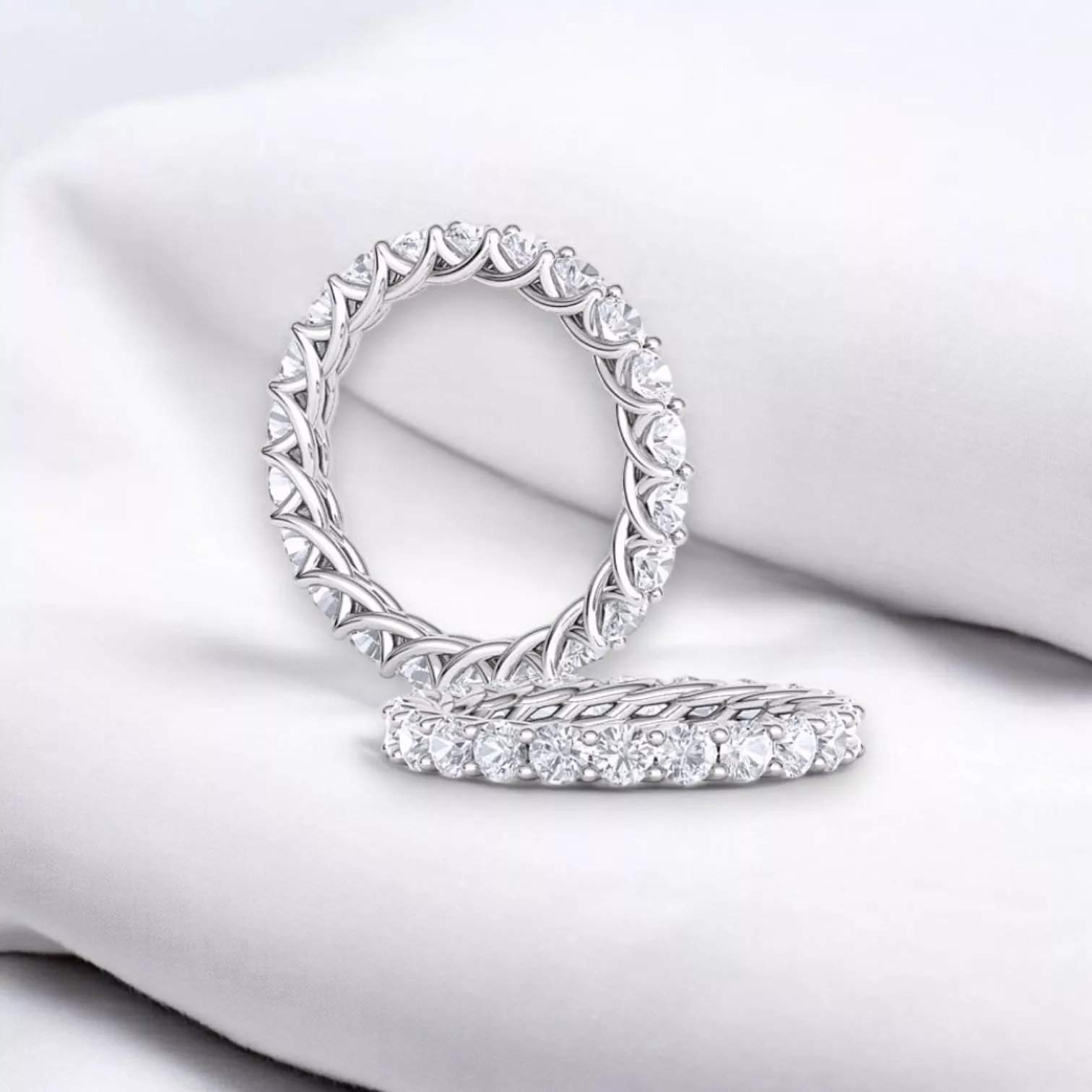 Alliance Eternity or blanc - Diamant blanc taille rond