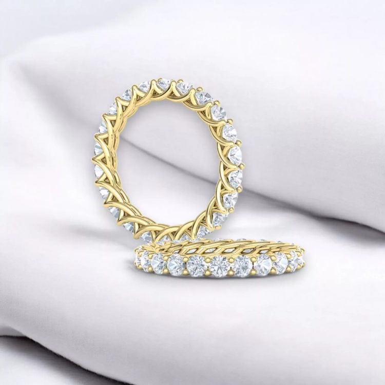 Alliance Eternity or jaune - Diamant blanc taille rond