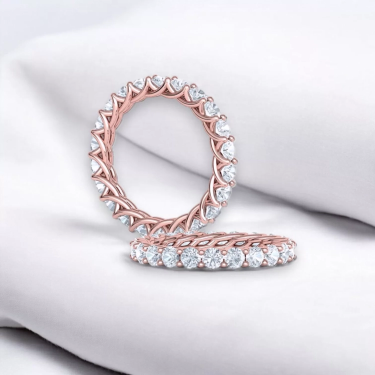 Alliance Eternity or rouge - Diamant blanc taille rond