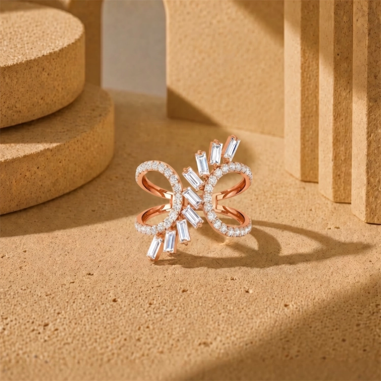 Bague Aura - Or rouge & diamant blanc - Maison Haddad Joaillerie