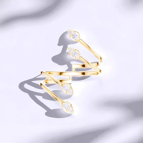Bague ELA - Diamant Blanc - Or jaune - Maison Haddad Joaillerie Paris