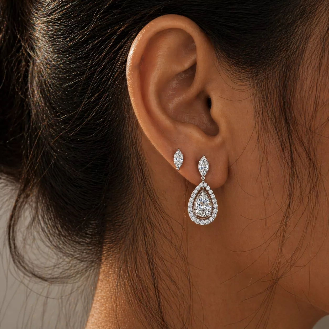 Boucles d'oreilles Eternity S · Diamant blanc et or blanc