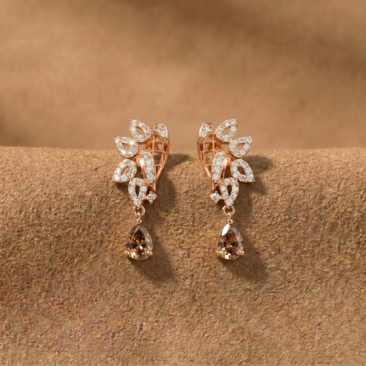 Boucles d’oreilles Olympe · Diamant brun et or rouge - Maison Haddad Joaillerie