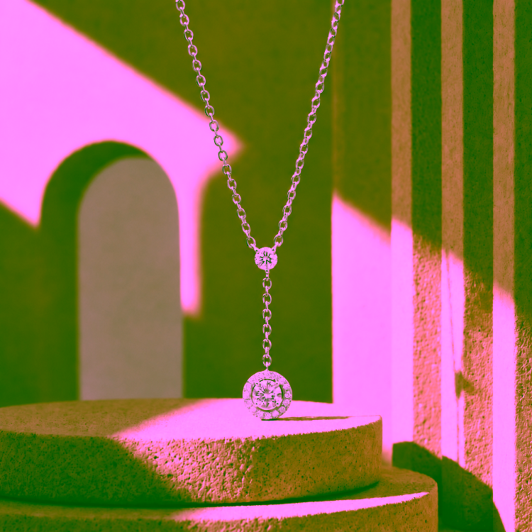 Pendentif Eternity en or blanc 18K et diamant blanc - Maison Haddad Joaillerie Paris